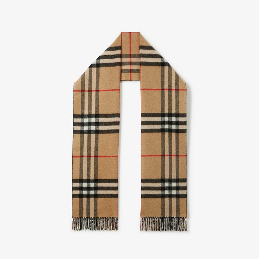 Män|Kvinnor Burberry Personliga presenter | Vändbar Check Cashmere Scarf Svart