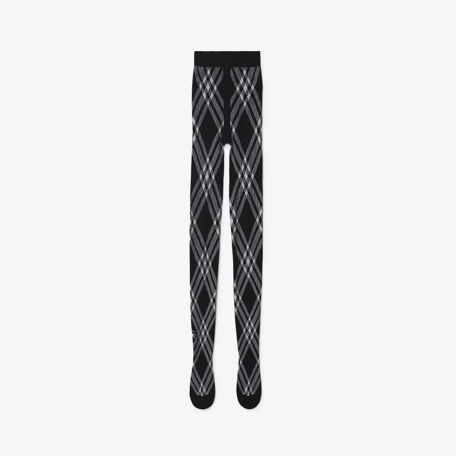 Kvinnor Burberry Strumpor & Tights | Kolla ullblandningstights Svart vit