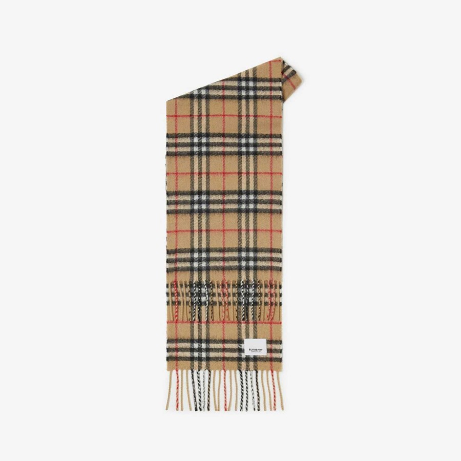 Barn Burberry Badkläder|Scarves | Check Cashmere Scarf Arkiv Beige