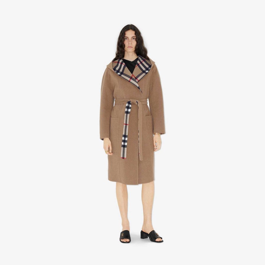 Kvinnor Burberry Kappor & Jackor | Wrap Coat av ull Arkiv Beige