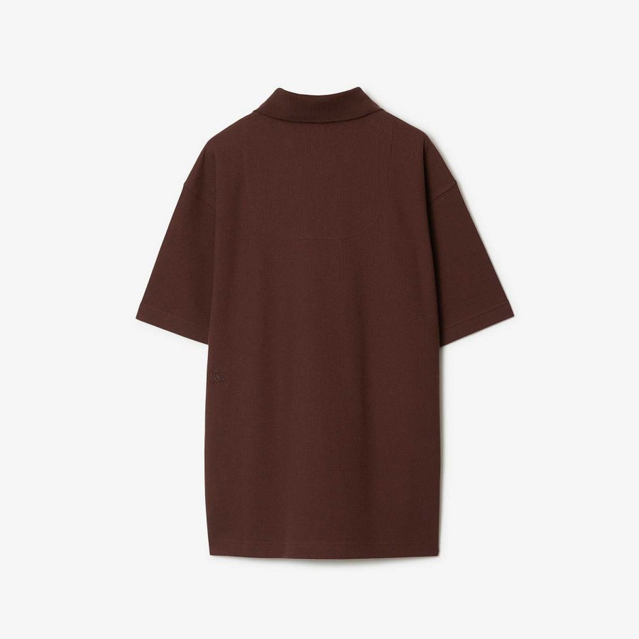 Män Burberry Polos & T-shirts | Pikétröja i bomull Sirap