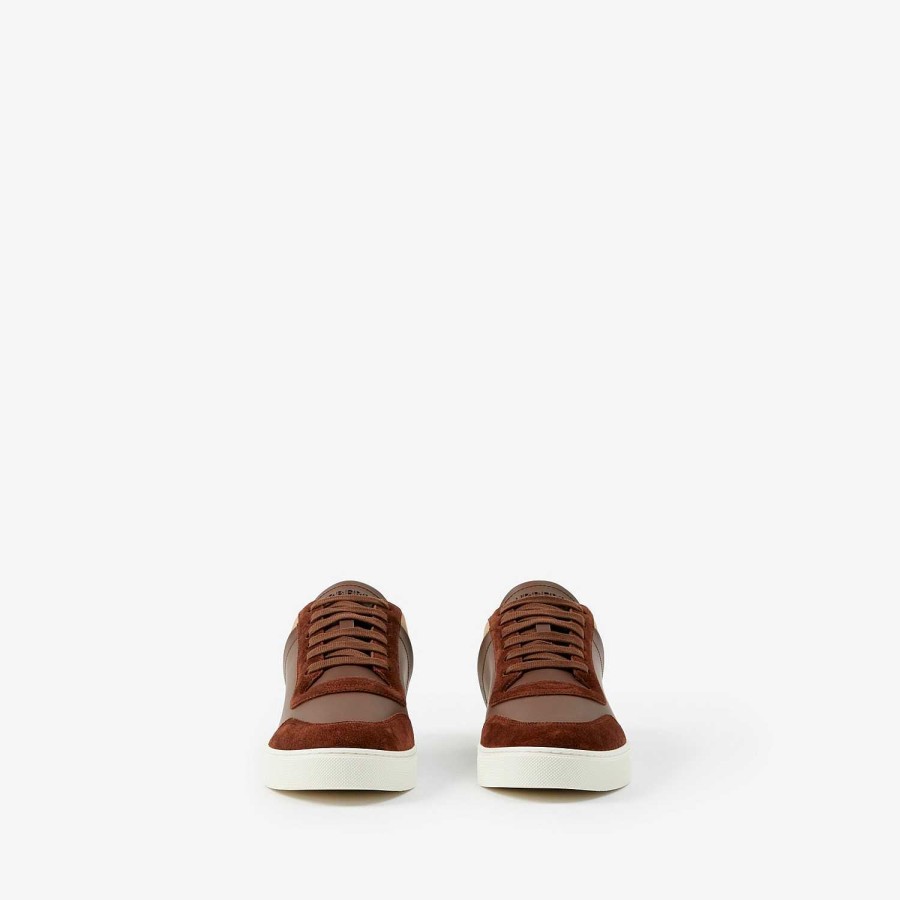 Män Burberry Sneakers | Sneakers i läder, mocka och rutig Oxe/Arkiv Beige