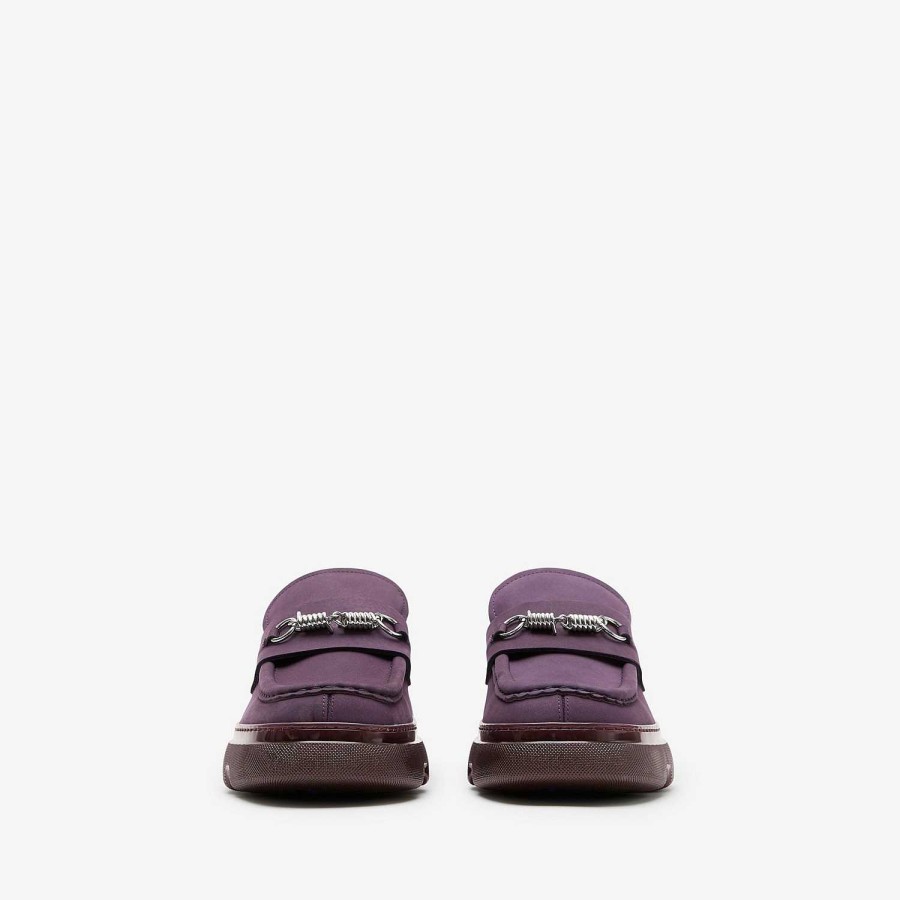 Män Burberry Loafers & Snörbyxor | Nubuck Creeper Clamp Loafers Aubergine