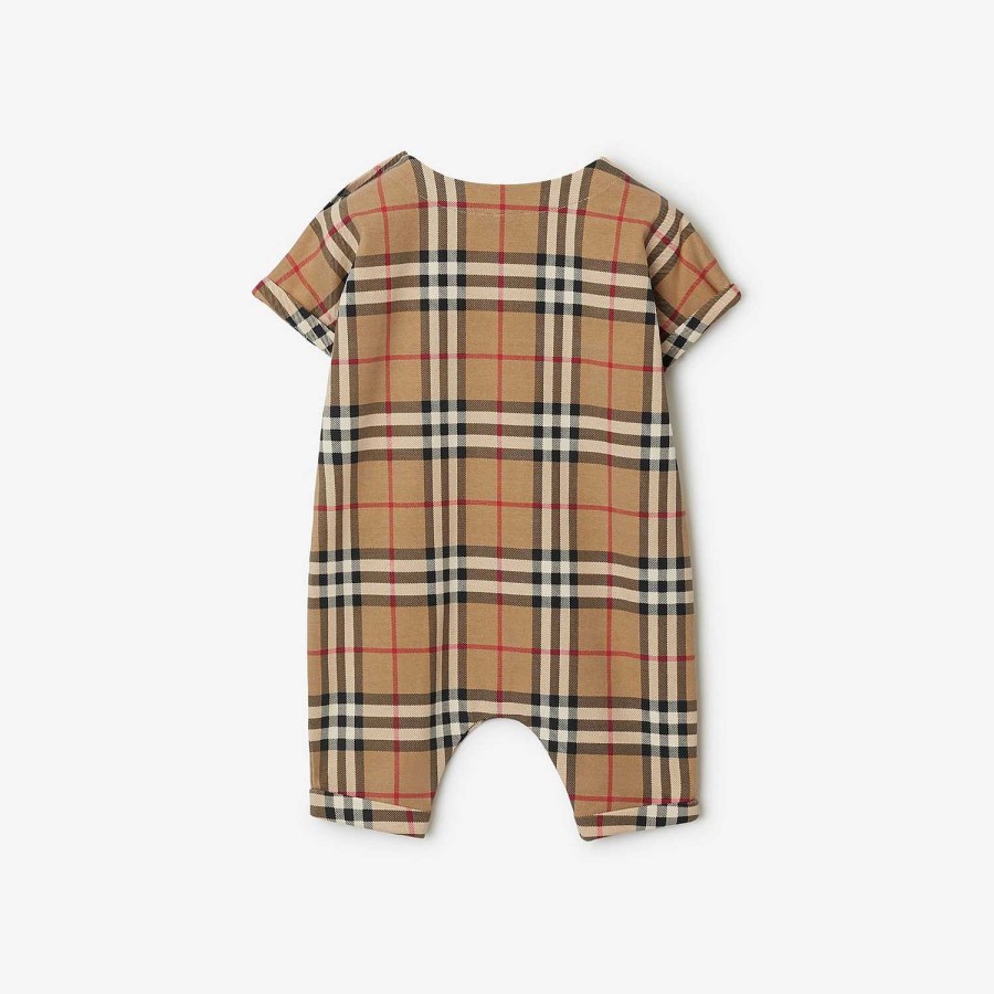 Barn Burberry Babypresenter|Växer och presentset | Playsuit i stretchig bomull Arkiv Beige