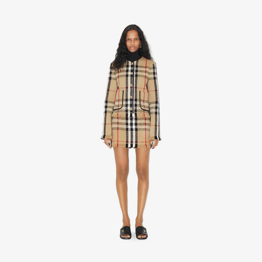 Kvinnor Burberry Kjolar | Kolla Boucle Mini Kjol Arkiv Beige