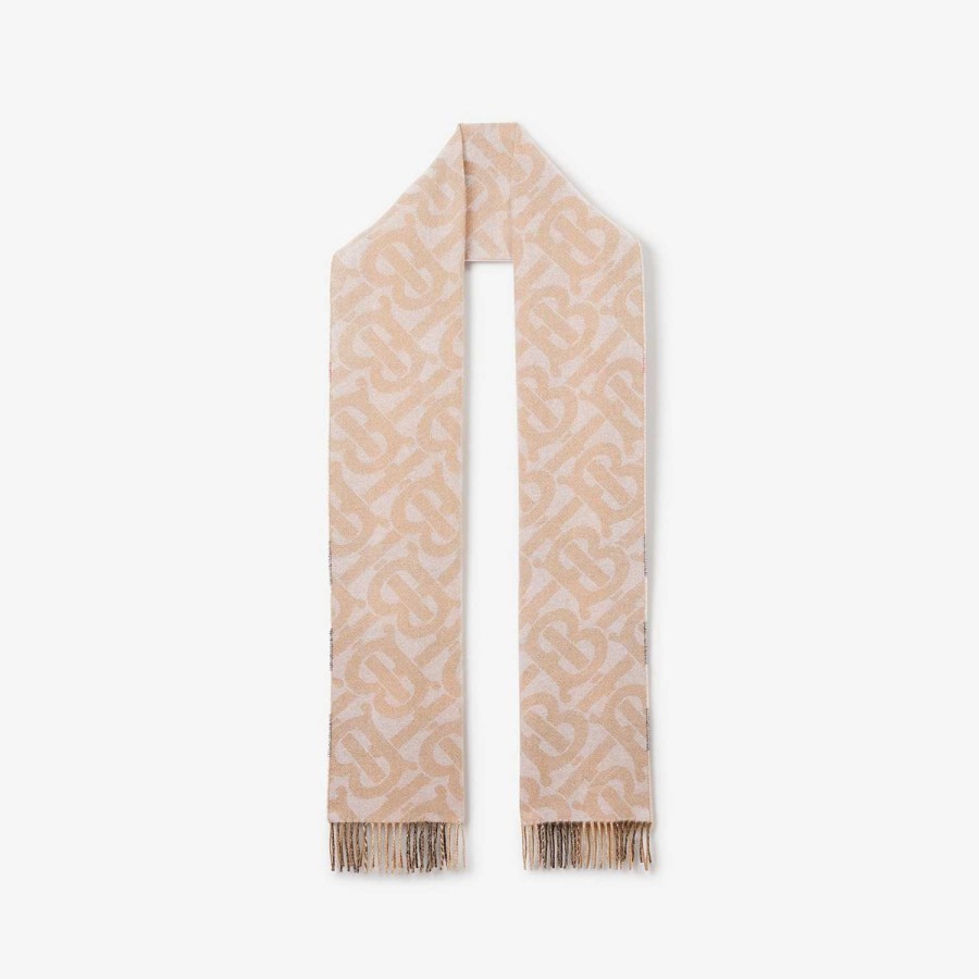 Män|Kvinnor Burberry Personliga presenter | Check Cashmere Vändbar Scarf Alabaster