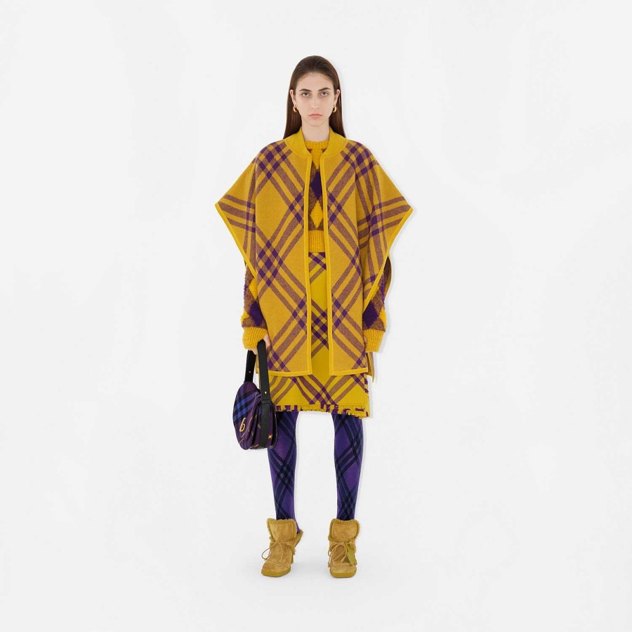 Kvinnor Burberry Capes | Kolla Wool Cape Päron/Royal