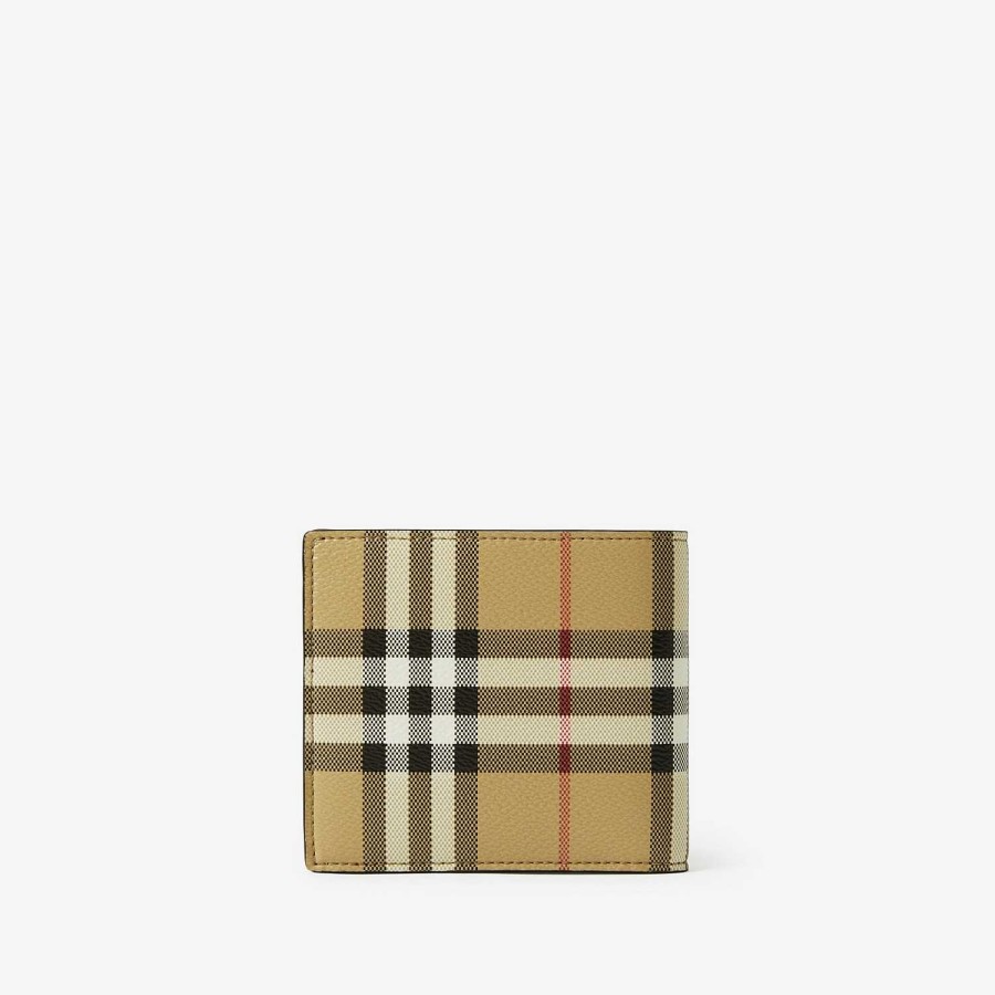 Män Burberry Personliga presenter|plånböcker och kortfodral | Kolla Bifold Wallet Arkiv Beige