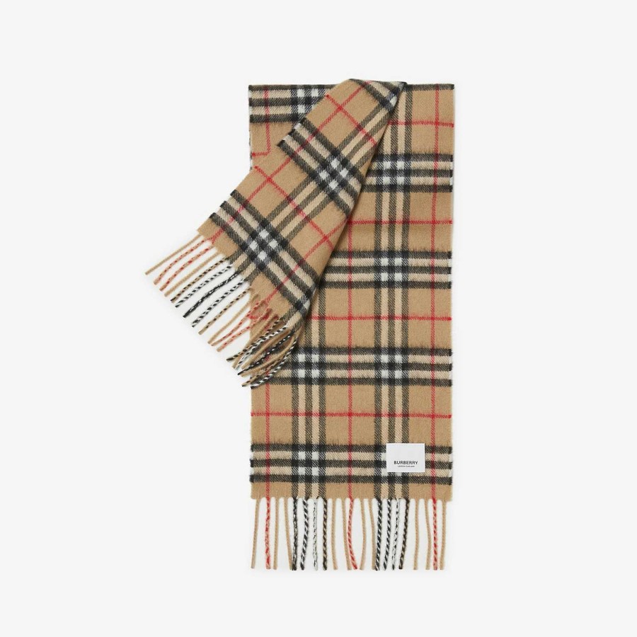 Barn Burberry Badkläder|Scarves | Check Cashmere Scarf Arkiv Beige